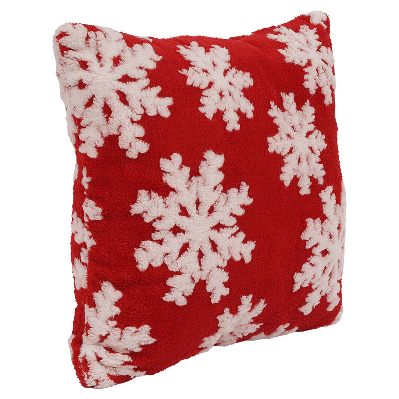 Cojín decorativo copos de nieve rojo 45 x 45 cm