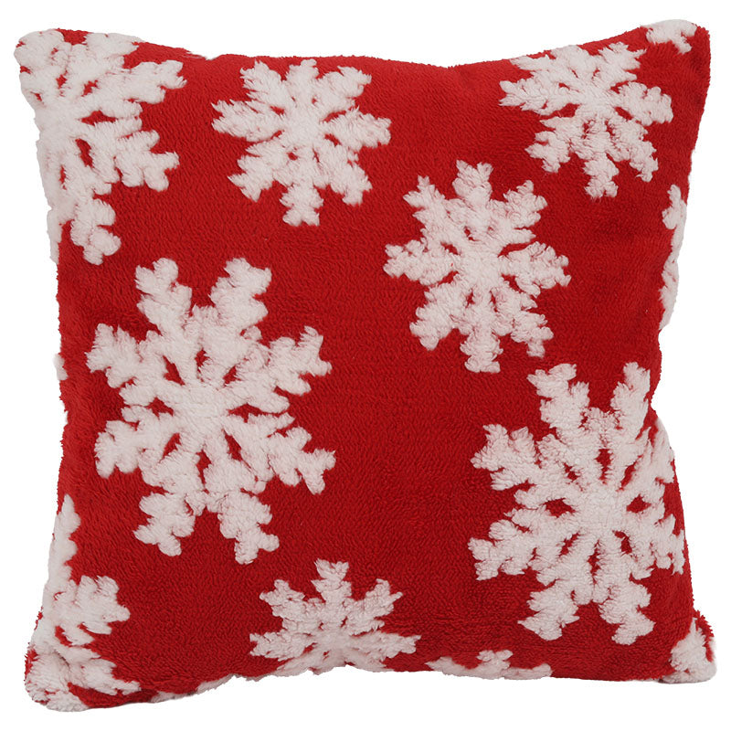 Cojín decorativo copos de nieve rojo 45 x 45 cm