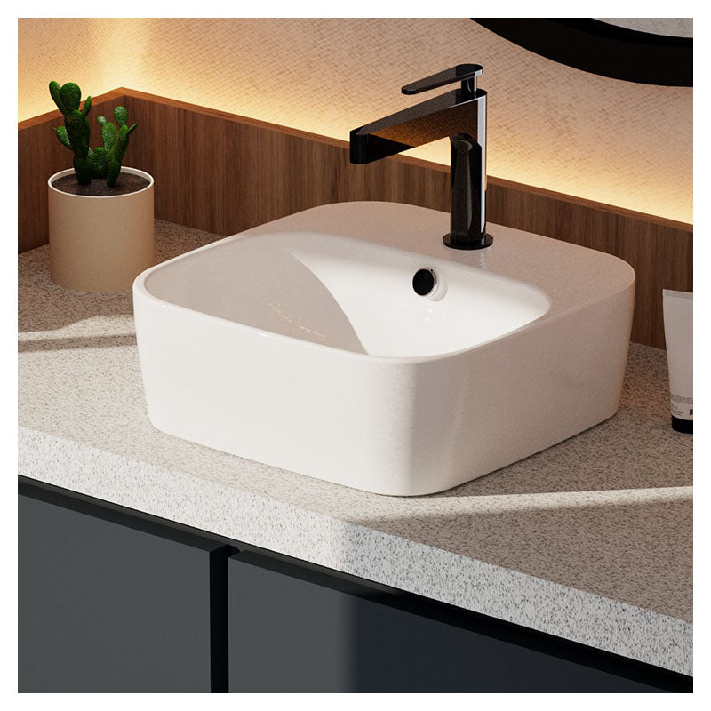 Santorini white square vessel sink 14 x 40 x 40 cm