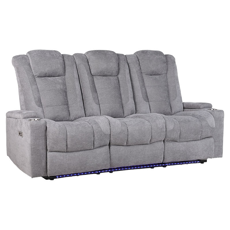 Sofá reclinable poliéster 3 plazas gris 109 x 100 x 199 cm