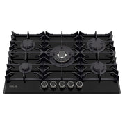 Cocina a gas vidrio templado 5 quemadores de aluminio y plancha de hierro 51 x 76 x 10 cm Drija