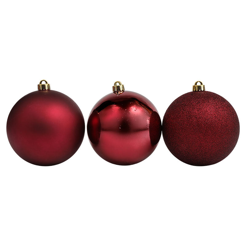 Set 3 esferas navideñas 15 cm plástico vino