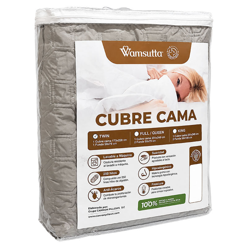 Cubrecama Wamsutta individual poliéster gris liso