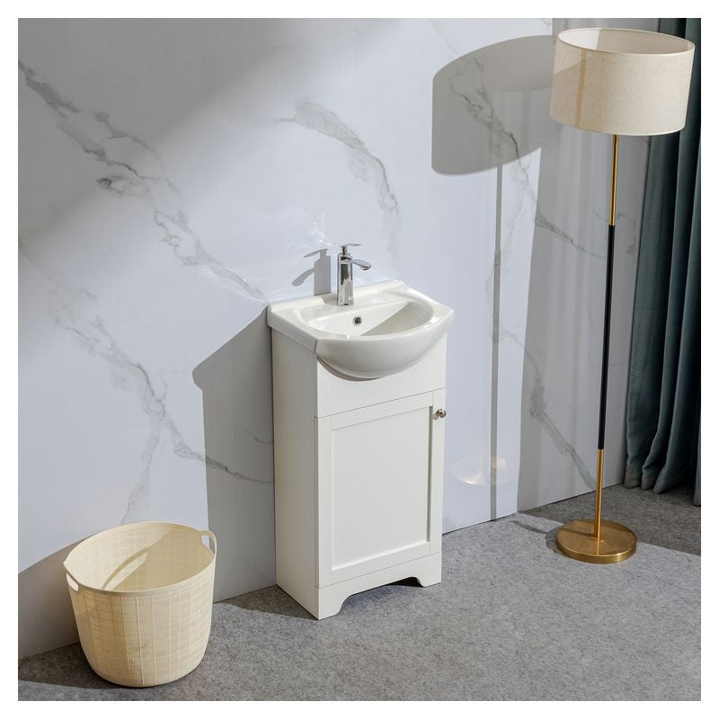 Mueble de baño Basic MDF 40 x 40 x 86 cm Nogal incluye lavamanos de cerámica y desagüe