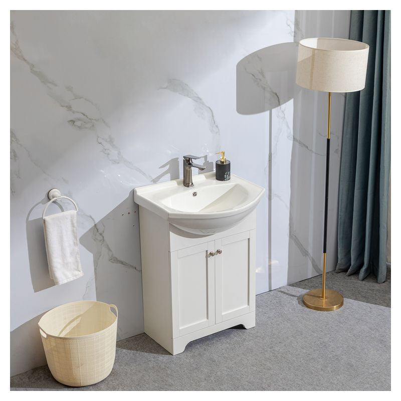 Mueble de baño Basic MDF 60 x 46 x 86 cm Roble natural incluye lavamanos de cerámica y desagüe
