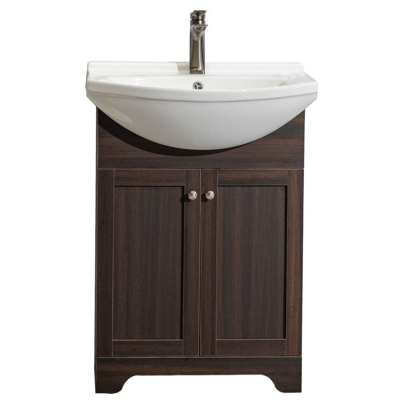 Mueble de baño Basic MDF 60 x 46 x 86 cm Nogal incluye lavamanos de cerámica y desagüe