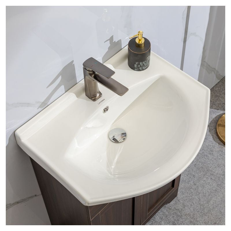 Mueble de baño Basic MDF 60 x 46 x 86 cm Nogal incluye lavamanos de cerámica y desagüe