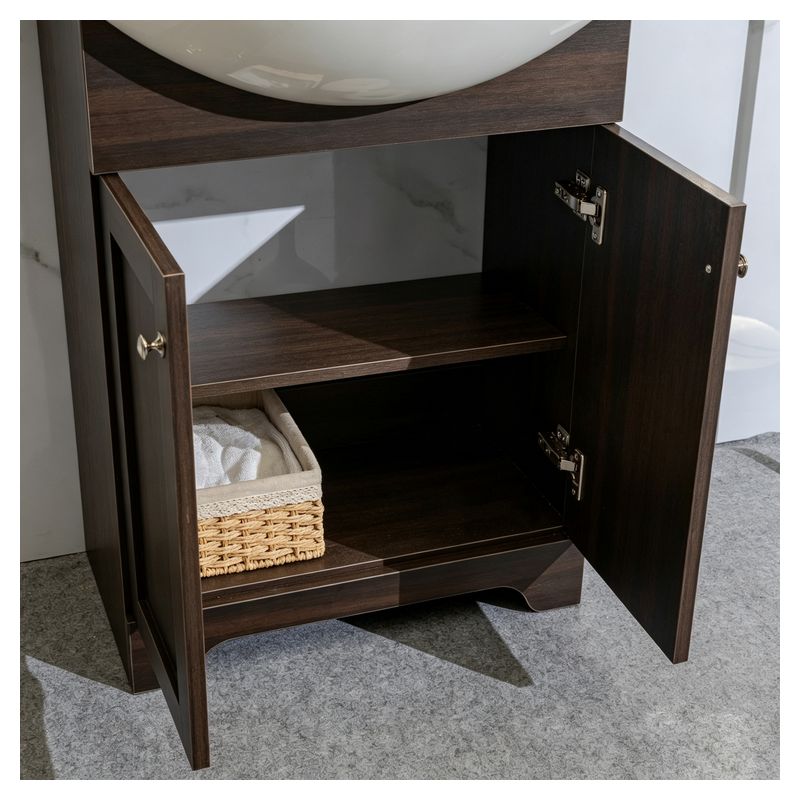 Mueble de baño Basic MDF 60 x 46 x 86 cm Nogal incluye lavamanos de cerámica y desagüe