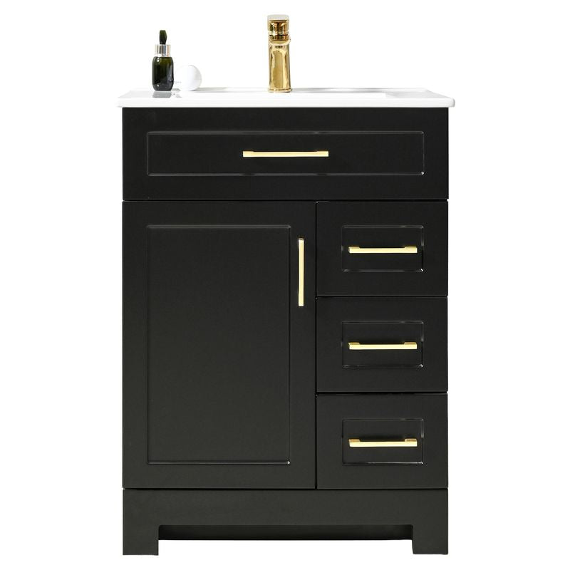 Mueble de baño Basic MDF 80 x 46 x 86 cm Blanco incluye lavamanos de cerámica y desagüe