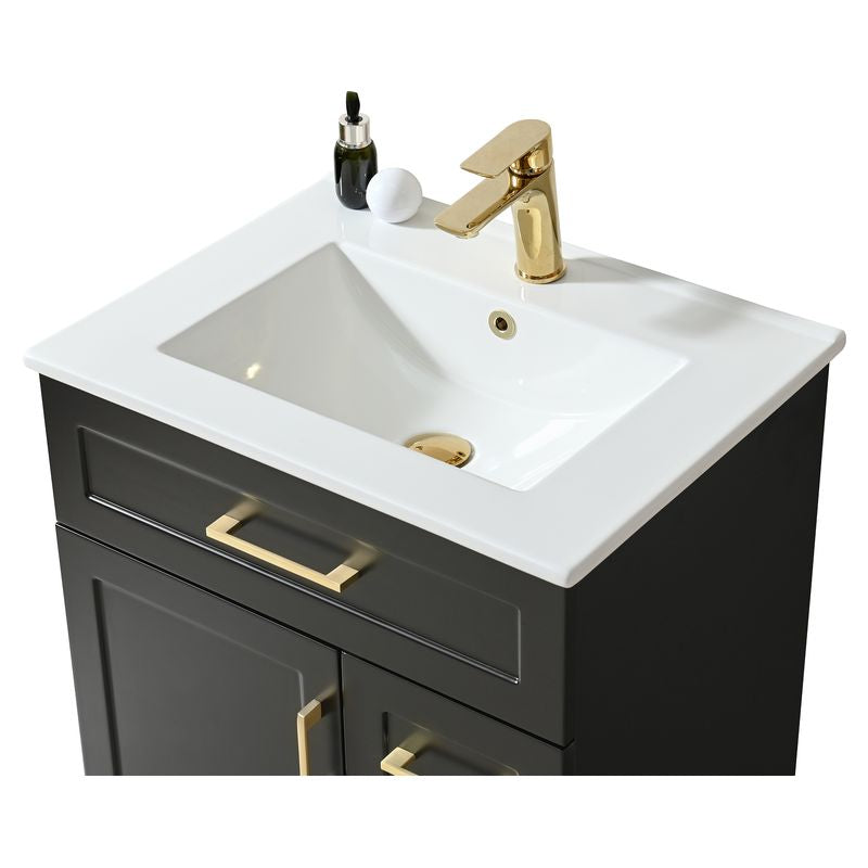 Mueble de baño Basic MDF 80 x 46 x 86 cm Blanco incluye lavamanos de cerámica y desagüe
