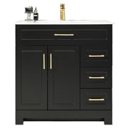 Mueble de baño Basic MDF 80 x 46 x 86 cm Roble natural incluye lavamanos de cerámica y desagüe