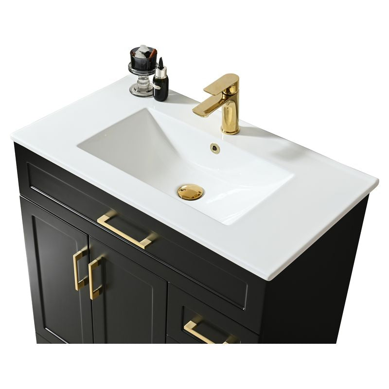 Mueble de baño Basic MDF 80 x 46 x 86 cm Roble natural incluye lavamanos de cerámica y desagüe