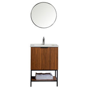 Mueble de baño Basic MDF 80 x 46 x 86 cm Nogal incluye lavamanos de cerámica y desagüe