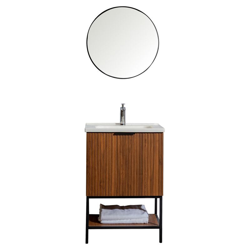 Mueble de baño Basic MDF 80 x 46 x 86 cm Nogal incluye lavamanos de cerámica y desagüe