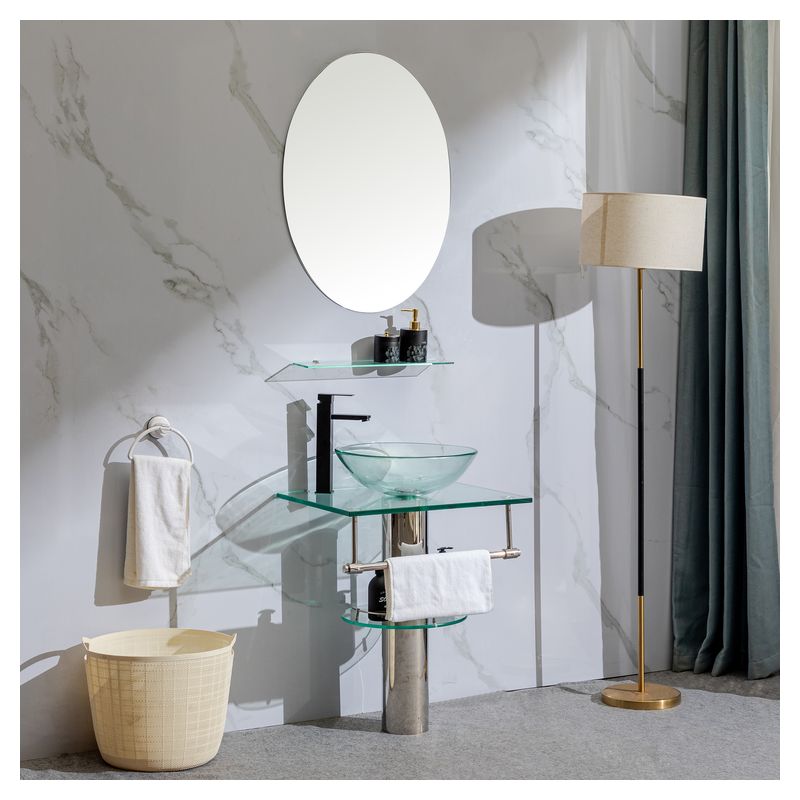 Mueble de baño Niza MDF 50 x 46 x 86 cm Nogal incluye lavamanos de cerámica, espejo y desagüe