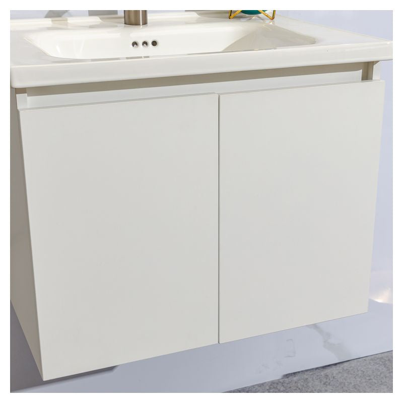Mueble de baño Niza MDF 80 x 46 x 86 cm Nogal incluye lavamanos de cerámica, espejo y desagüe
