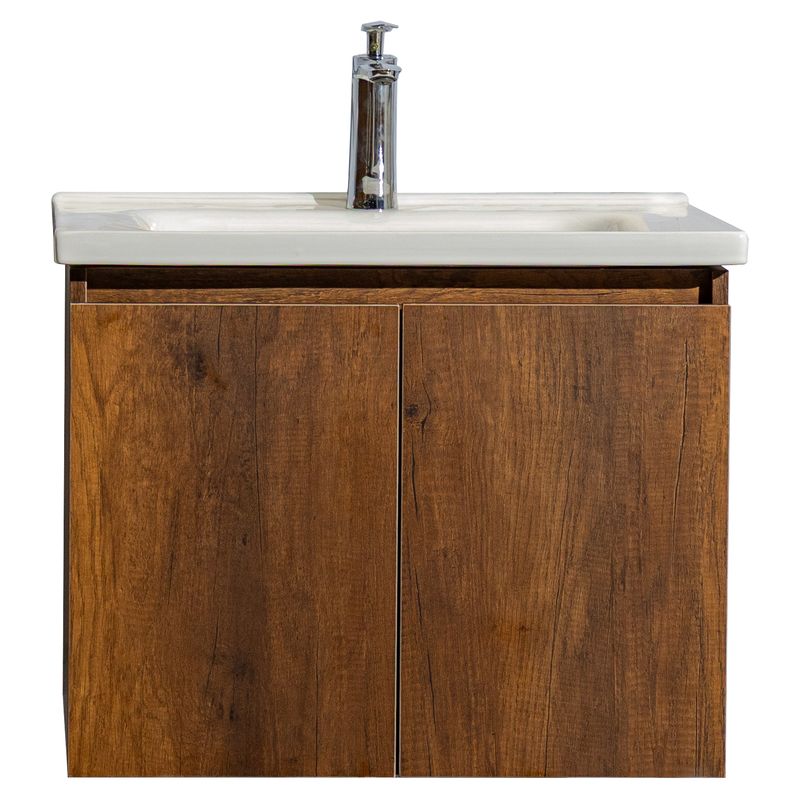 Mueble de baño Porto MDF 45 x 45 x 86 cm Wengué incluye lavamanos de cerámica y desagüe