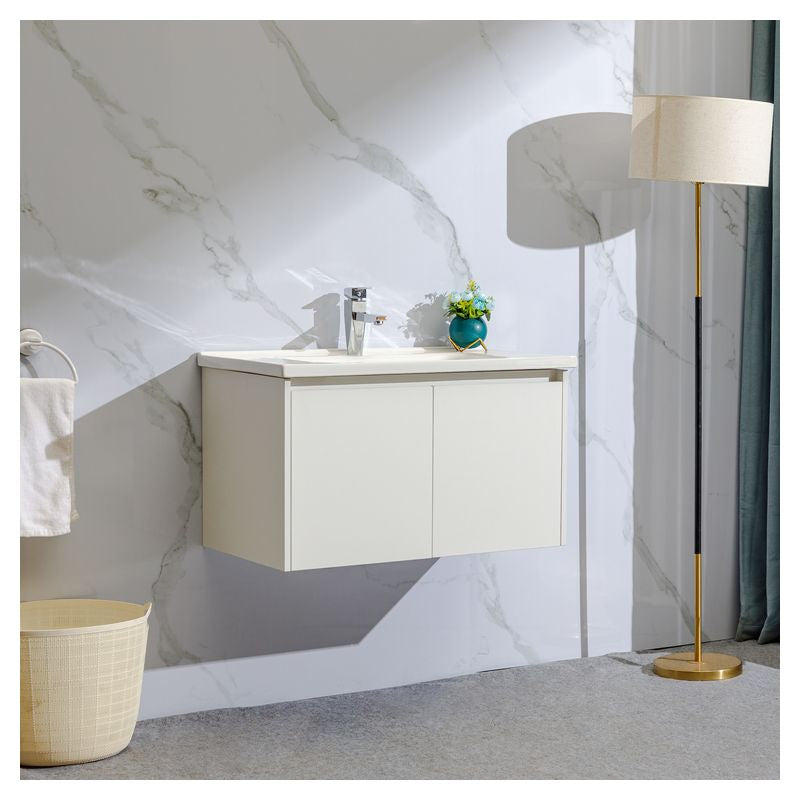Mueble de baño Porto MDF 60 x 45 x 86 cm Blanco incluye lavamanos de cerámica y desagüe