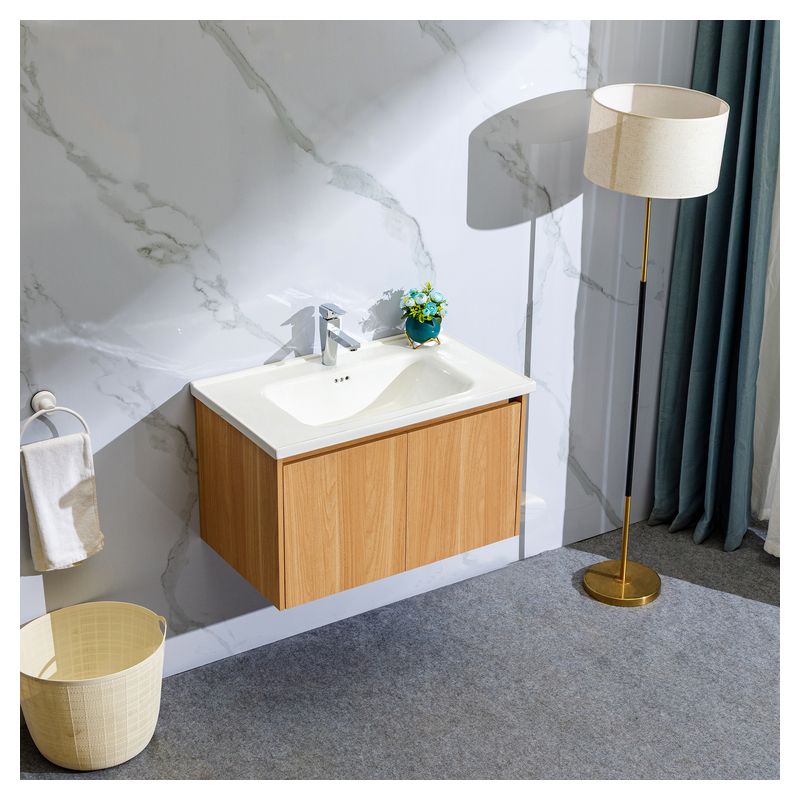 Mueble de baño Porto MDF 60 x 45 x 86 cm Wengué incluye lavamanos de cerámica y desagüe