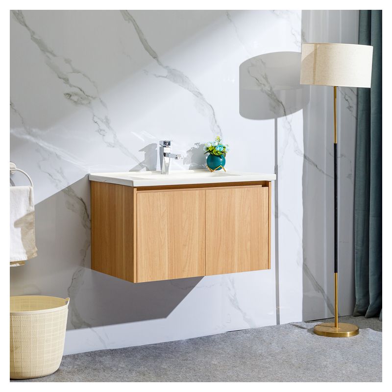 Mueble de baño Porto MDF 60 x 45 x 86 cm Wengué incluye lavamanos de cerámica y desagüe