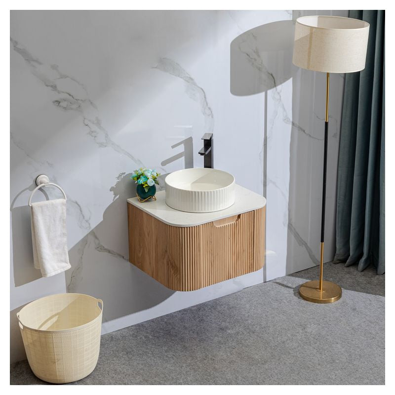 Mueble de baño Nova MDF 60 x 46 x 48 cm Roble natural incluye lavamanos de cerámica y desagüe