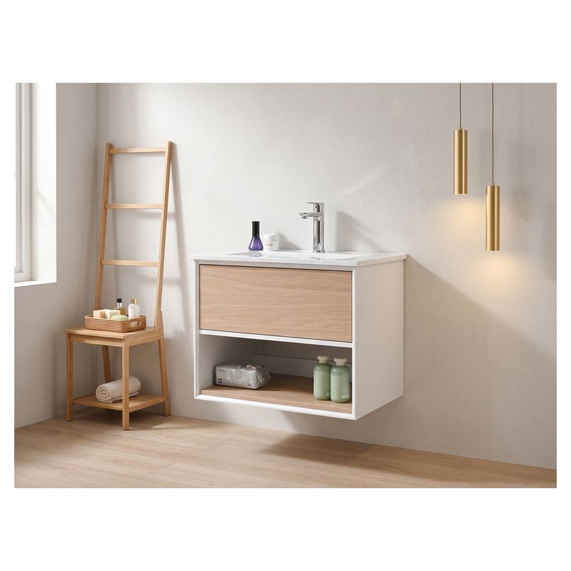 Mueble de baño Nova MDF 80 x 46 x 48 cm Blanco incluye lavamanos de cerámica y desagüe