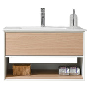 Mueble de baño Nova MDF 80 x 46 x 48 cm Roble natural incluye lavamanos de cerámica y desagüe