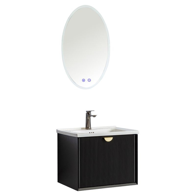 Mueble de baño Nova MDF 80 x 46 x 48 cm Nogal incluye lavamanos de cerámica y desagüe
