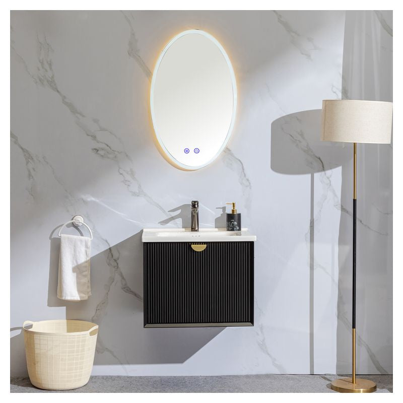 Mueble de baño Nova MDF 80 x 46 x 48 cm Nogal incluye lavamanos de cerámica y desagüe