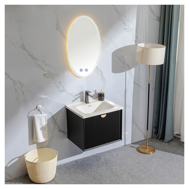 Mueble de baño Nova MDF 80 x 46 x 48 cm Nogal incluye lavamanos de cerámica y desagüe