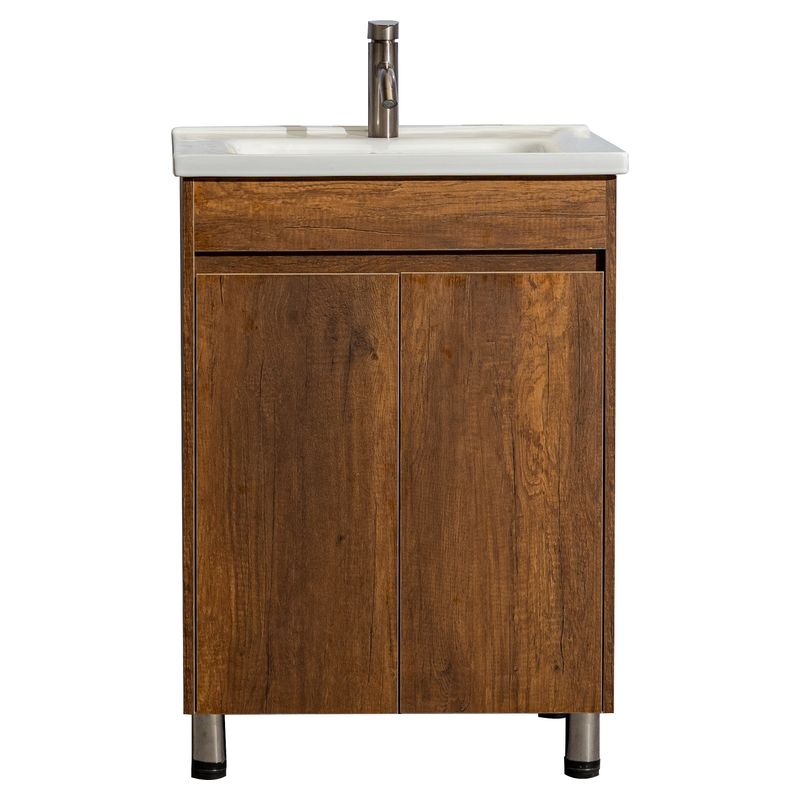 Mueble de baño Nova MDF 120 x 46 x 48 cm Nogal incluye lavamanos de cerámica y desagüe