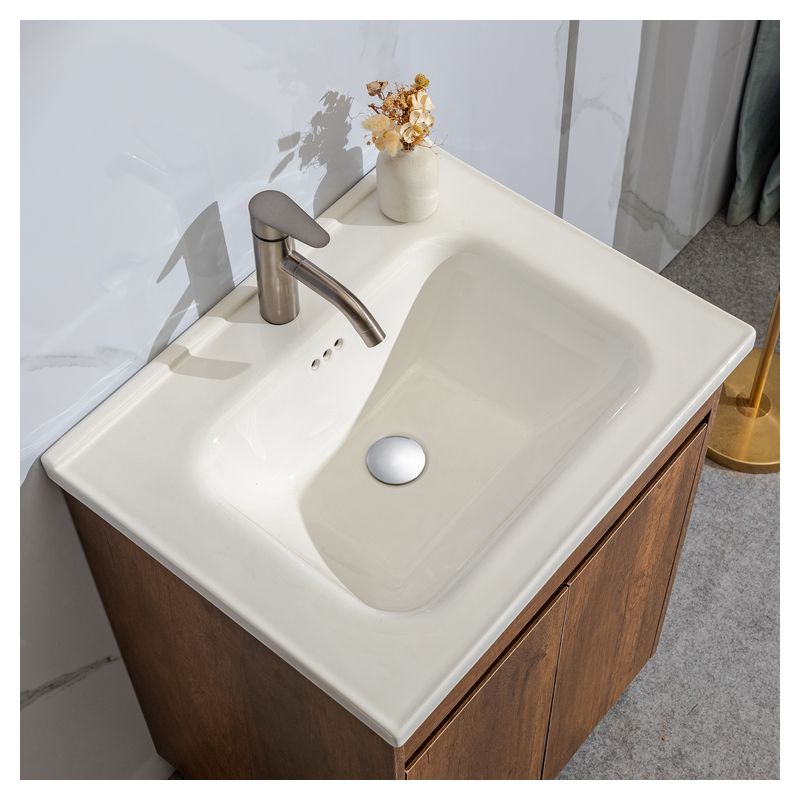 Mueble de baño Nova MDF 120 x 46 x 48 cm Nogal incluye lavamanos de cerámica y desagüe