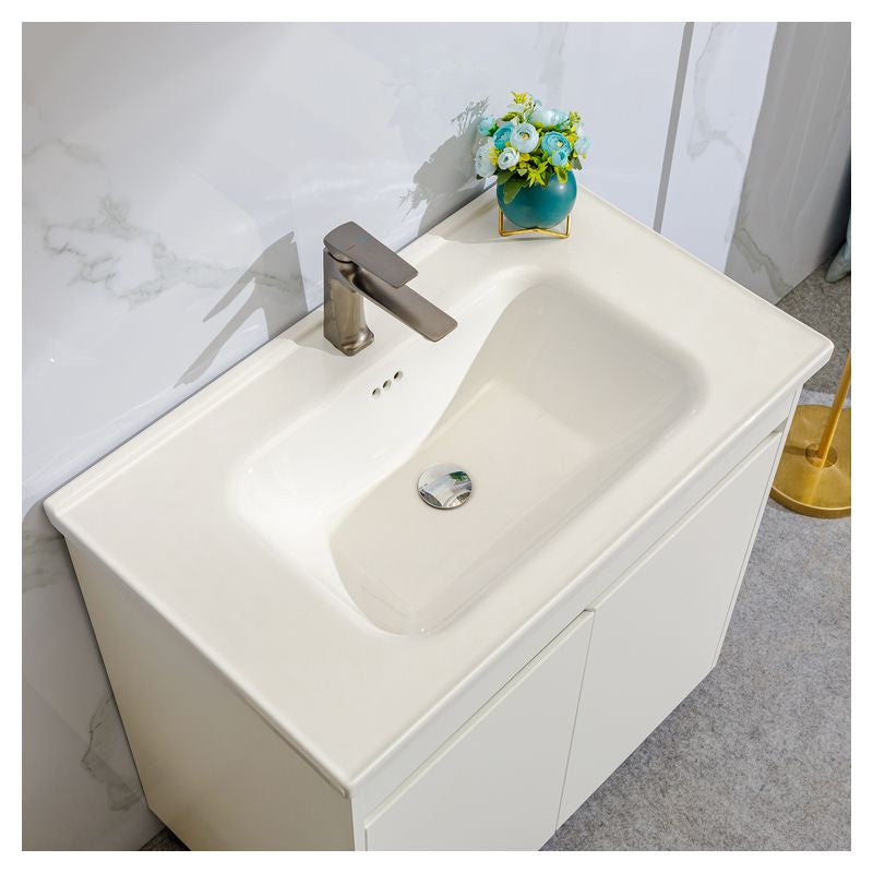 Mueble de baño Nova MDF 120 x 46 x 48 cm Nogal incluye lavamanos doble de cerámica y desagüe