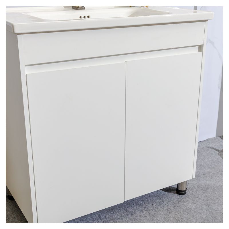 Mueble de baño Nova MDF 120 x 46 x 48 cm Nogal incluye lavamanos doble de cerámica y desagüe