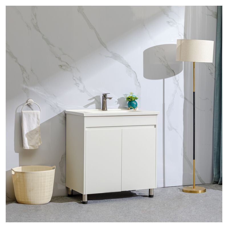 Mueble de baño Nova MDF 120 x 46 x 48 cm Nogal incluye lavamanos doble de cerámica y desagüe