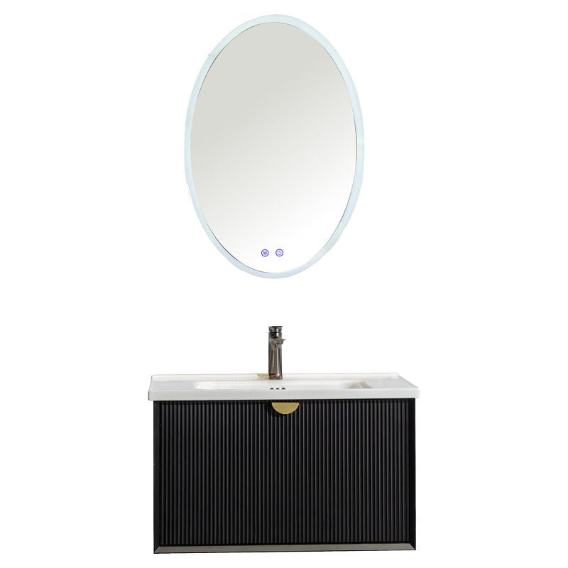 Mueble de baño Bari MDF 60 x 48 x 36 cm Roble natural Cuenta con tope de piedra artificial y 1 gaveta