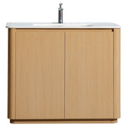 Mueble de baño Bari MDF 80 x 48 x 36 cm Roble natural Cuenta con tope de piedra artificial y 1 gaveta