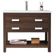 Mueble de baño Parma MDF 60 x 46 x 48 cm Negro mate incluye iluminación con sensor de movimiento, lavamanos de cerámica 2 gavetas espejo LED y desagüe