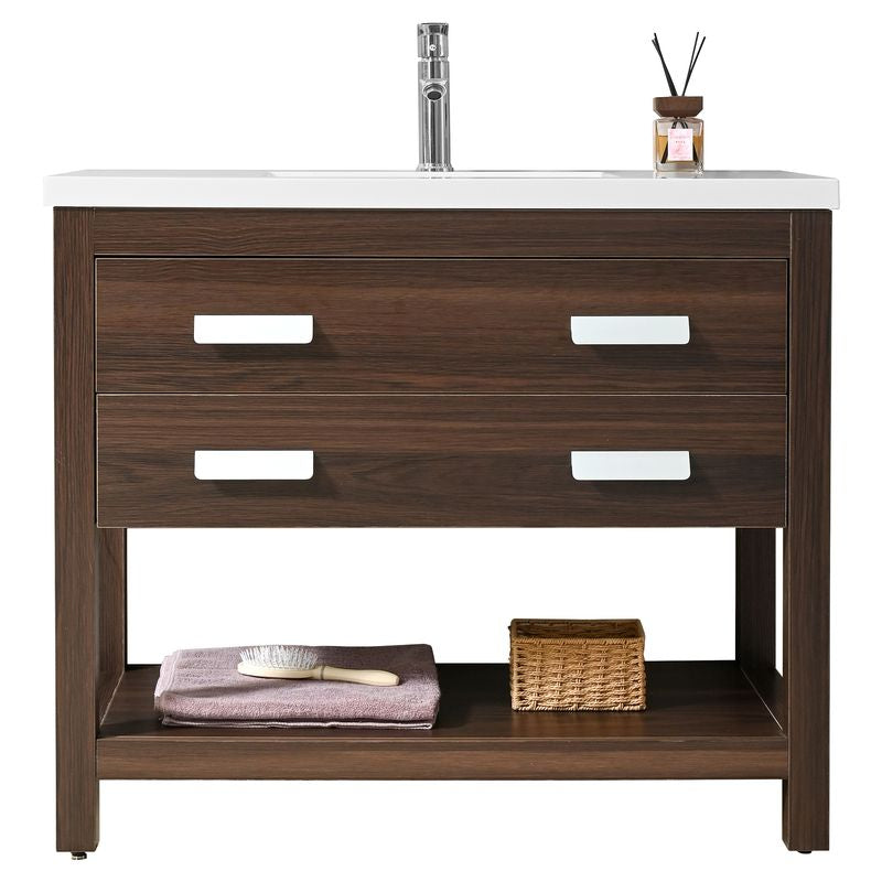 Mueble de baño Parma MDF 60 x 46 x 48 cm Negro mate incluye iluminación con sensor de movimiento, lavamanos de cerámica 2 gavetas espejo LED y desagüe