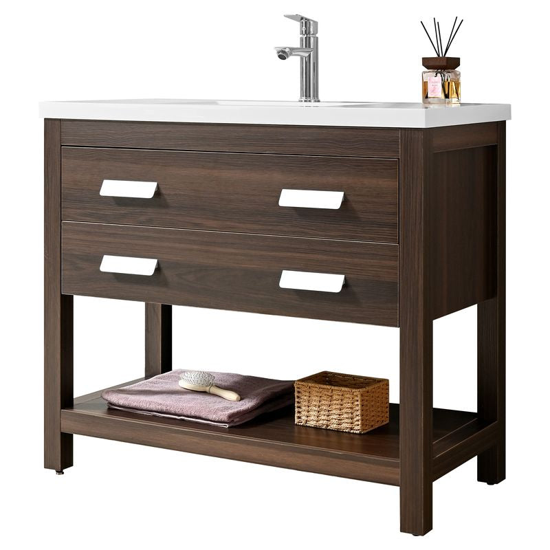 Mueble de baño Parma MDF 60 x 46 x 48 cm Negro mate incluye iluminación con sensor de movimiento, lavamanos de cerámica 2 gavetas espejo LED y desagüe