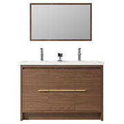 Mueble de baño Parma MDF 80 x 46 x 48 cm Negro mate incluye iluminación con sensor de movimiento lavamanos de cerámica 2 gavetas, espejo LED y desagüe