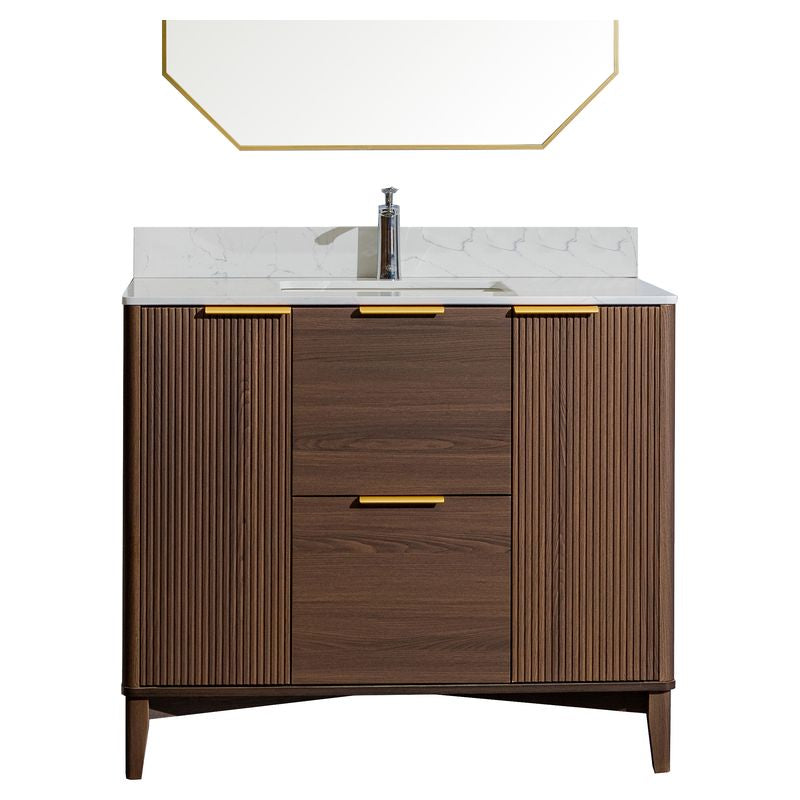 Mueble de baño Burgos MDF 100 x 47 x 86 cm Madera natural incluye lavamanos de cerámica, 2 puertas y desagüe