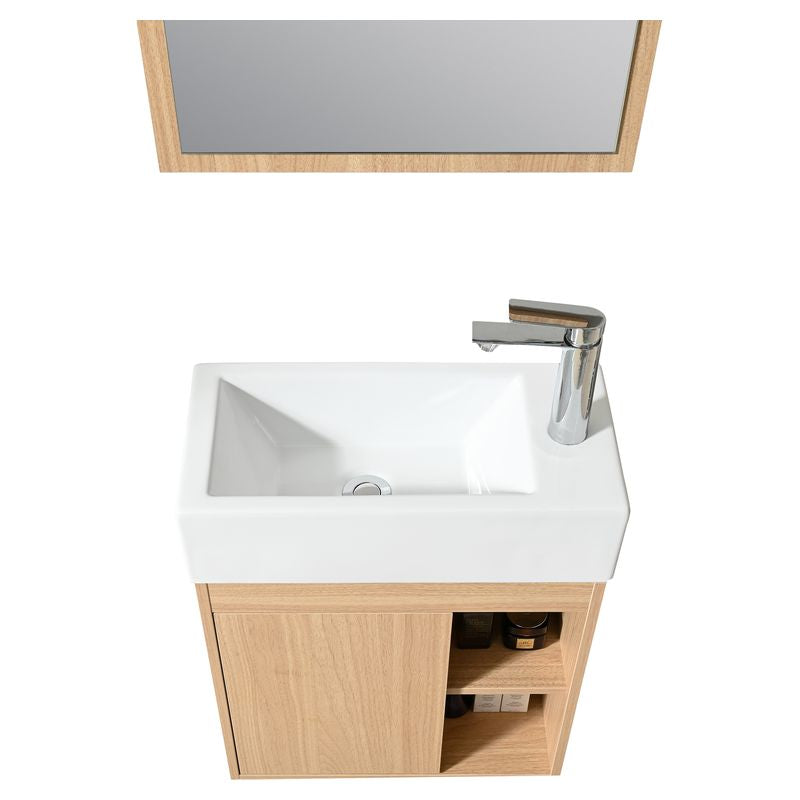 Mueble de baño Chicago MDF 100 x 47 x 86 cm Ébano oscuro incluye lavamanos de resina, 2 gavetas y desagüe