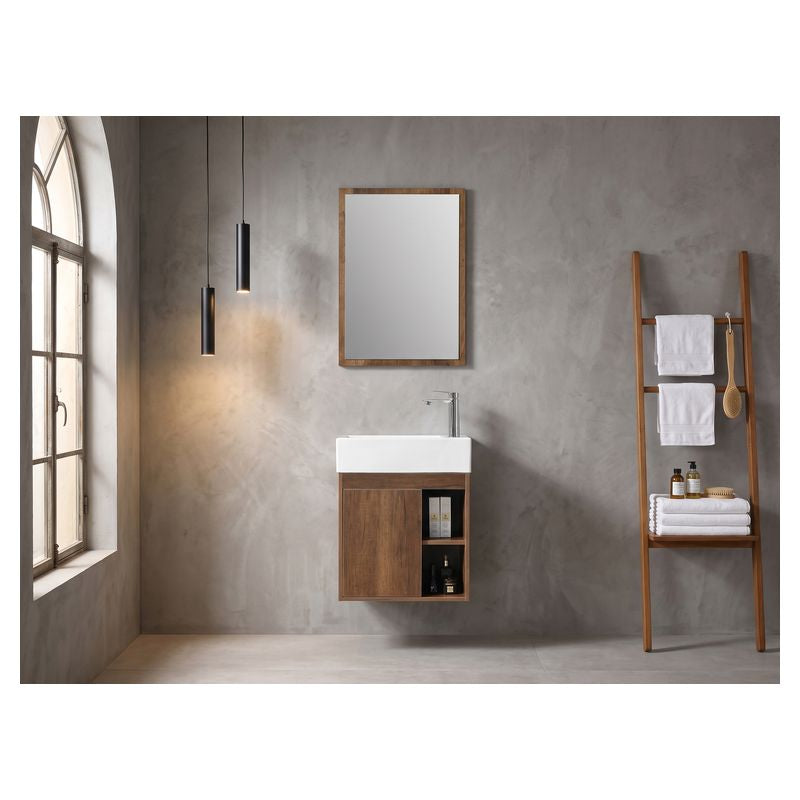 Mueble de baño Ally MDF 120 x 47 x 86 cm Roble ahumado incluye lavamanos de resina, 2 puertas, 2 gavetas, espejo y desagüe
