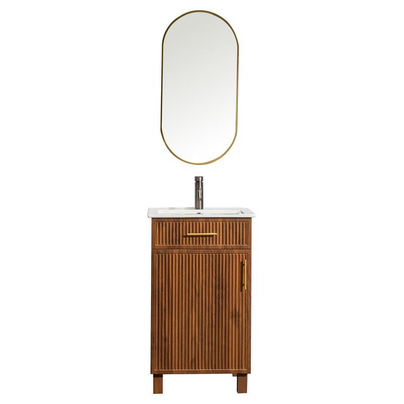 Mueble de baño Remi MDF 120 x 48 x 36 cm Fresno taupe incluye tope de piedra artificial y 2 gavetas