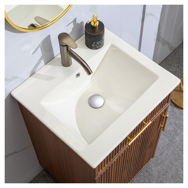 Mueble de baño Remi MDF 120 x 48 x 36 cm Fresno taupe incluye tope de piedra artificial y 2 gavetas
