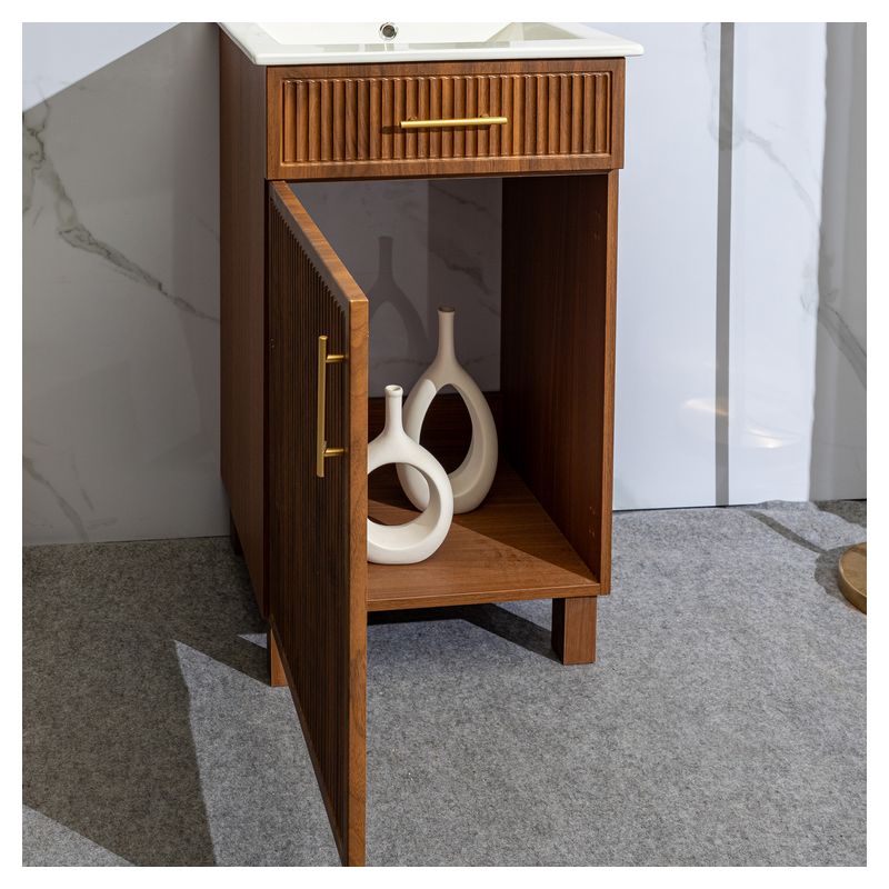 Mueble de baño Remi MDF 120 x 48 x 36 cm Fresno taupe incluye tope de piedra artificial y 2 gavetas