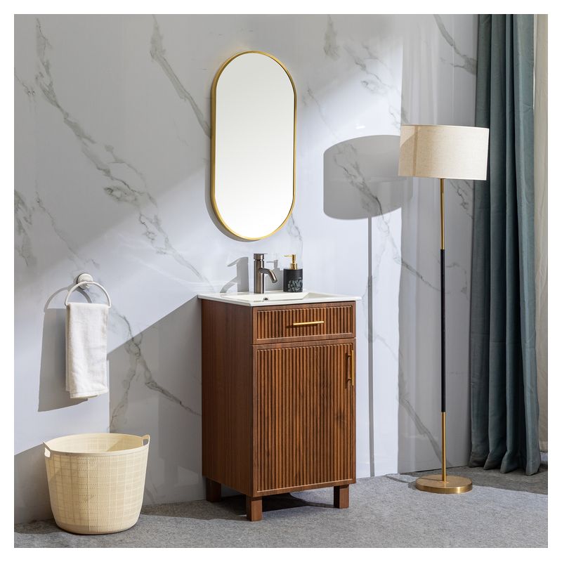 Mueble de baño Remi MDF 120 x 48 x 36 cm Fresno taupe incluye tope de piedra artificial y 2 gavetas