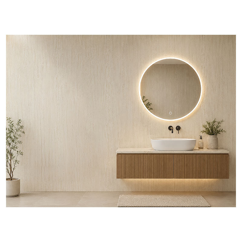 Panel SPC 3 mm trabertino beige brillante 122 x 244 cm