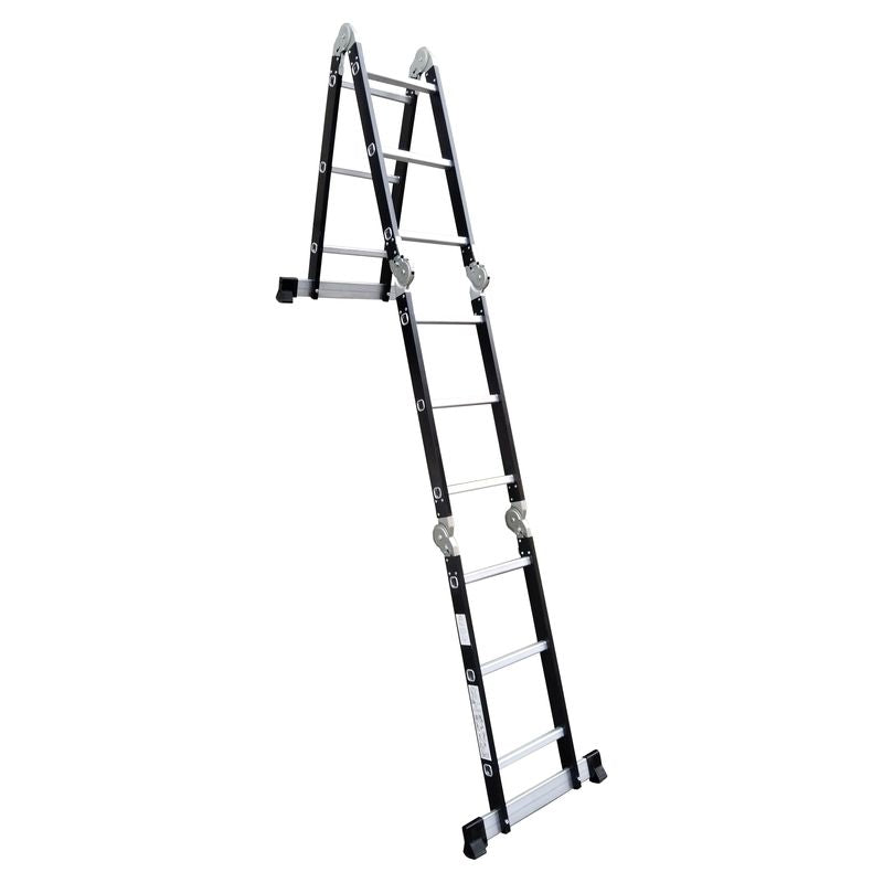 Escalera multifuncional de acero 12 peldaños 3,3 m soporta hasta 150 kg